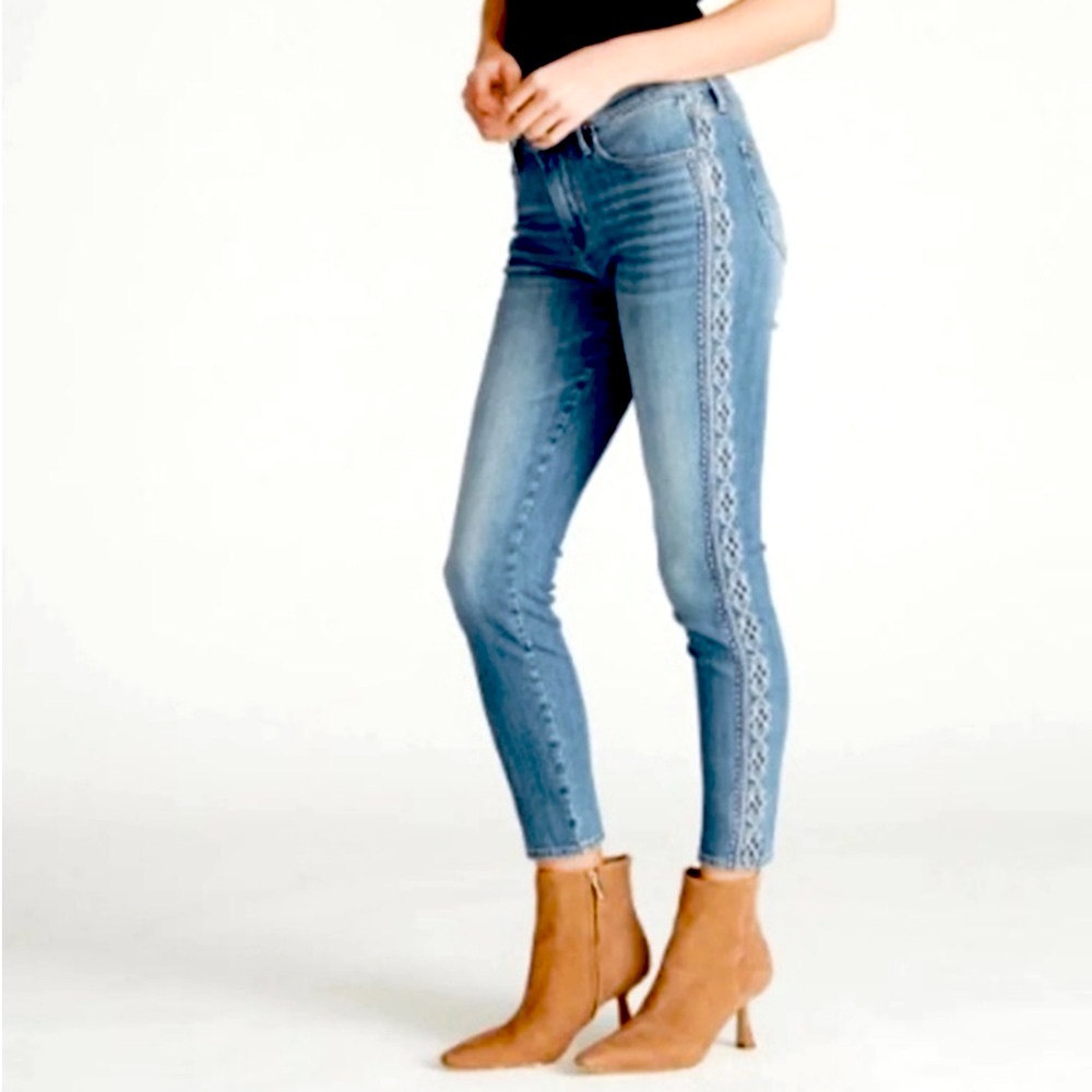 Driftwood Jackie Embroidered Jeans Sz 30 High Rise Skinny Boho Aztec Western